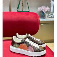 Louis Vuitton Women LV Time Out Sneaker Brown Printed Patent Monogram Canvas Flowers (5)