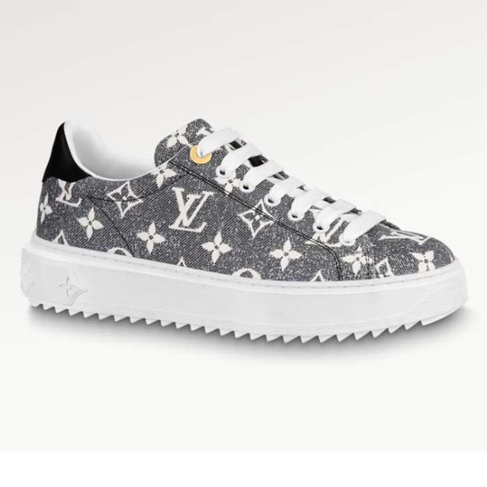 Louis Vuitton Women LV Time Out Sneaker Gray Monogram Denim Flowers