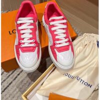 Louis Vuitton Women LV Time Out Sneaker Pink Calf Leather Colored Monogram Flowers (8)