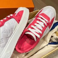 Louis Vuitton Women LV Time Out Sneaker Pink Calf Leather Colored Monogram Flowers (8)