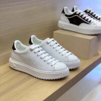 Louis Vuitton Women LV Time Out Sneaker White Debossed Calf Leather Recycled Monogram Nylon (7)