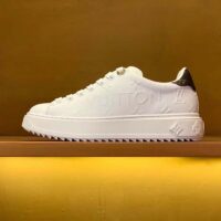 Louis Vuitton Women LV Time Out Sneaker White Debossed Calf Leather Recycled Monogram Nylon (7)