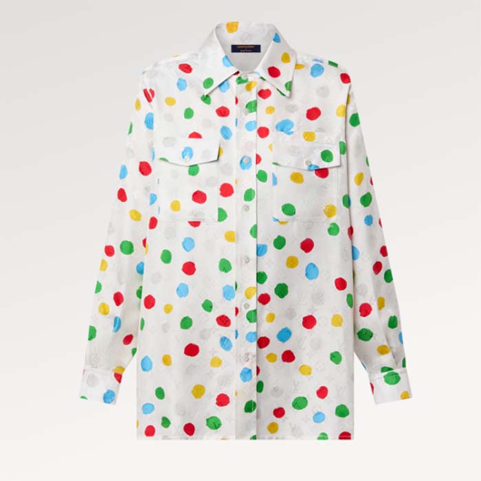 Louis Vuitton Women LV x YK Painted Dots Masculine Shirt Silk White Regular Fit