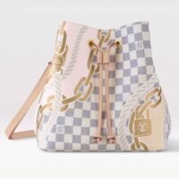 Louis Vuitton Women NeoNoé MM Bucket Bag Damier Azur Coated Canvas (4)