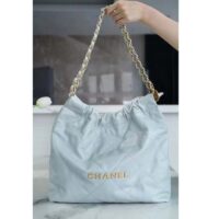 Chanel Women CC 22 Handbag Shiny Calfskin & Gold-Tone Metal Light Blue (3)