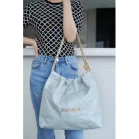 Chanel Women CC 22 Handbag Shiny Calfskin & Gold-Tone Metal Light Blue (3)