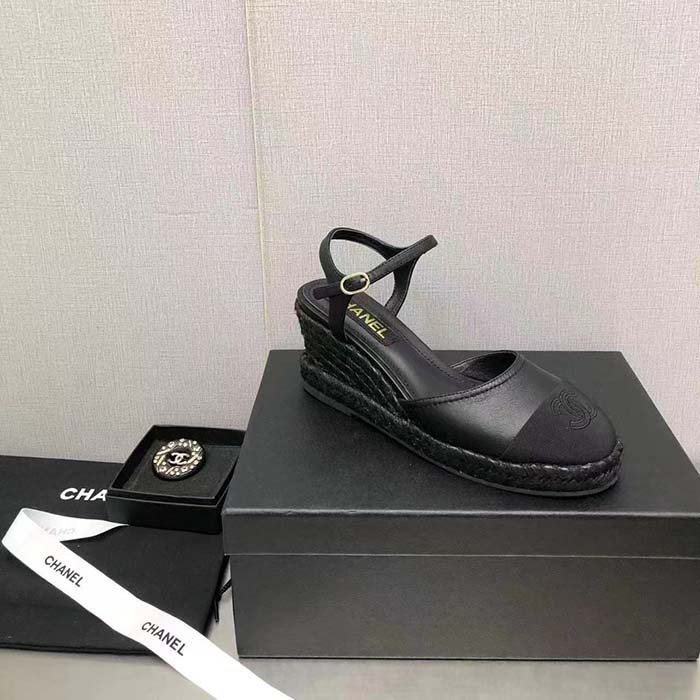 Chanel Women CC High Heel Sandal in Calfskin Leather-Black (2)