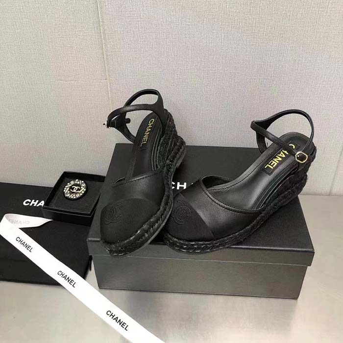 Chanel Women CC High Heel Sandal in Calfskin Leather-Black (7)