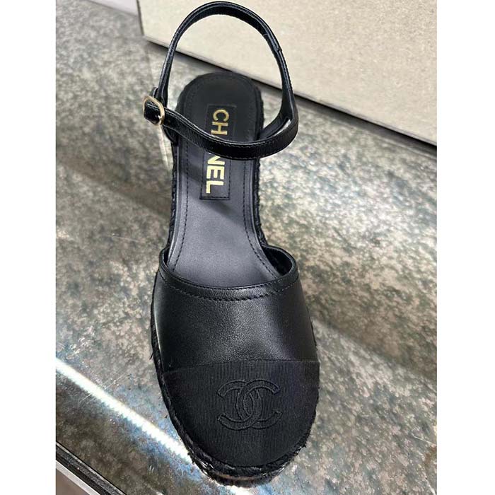 Chanel Women CC High Heel Sandal in Calfskin Leather-Black (8)