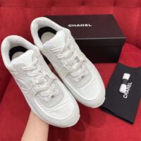 Chanel Women CC Low Top Sneakers Calfskin Suede Leather Triple White (14)