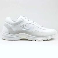 Chanel Women CC Low Top Sneakers Calfskin Suede Triple White (10)