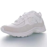 Chanel Women CC Low Top Sneakers Calfskin Suede Triple White (10)