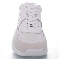 Chanel Women CC Low Top Sneakers Calfskin Suede Triple White (10)