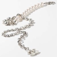 Chanel Women CC Necklace Metal Glass Pearls Strass Silver Pearly White Crystal (5)