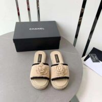 Chanel Women Mules Crochet Ivory and Black 0.5 cm Heel-Beige