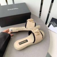 Chanel Women Mules Crochet Ivory and Black 0.5 cm Heel-Beige (3)