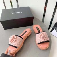 Chanel Women Mules Crochet Ivory and Black 0.5 cm Heel-Pink (4)