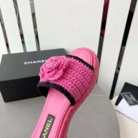 Chanel Women Mules Crochet Ivory and Black 0.5 cm Heel-Rose (3)