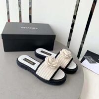 Chanel Women Mules Crochet Ivory and Black 0.5 cm Heel-White (6)