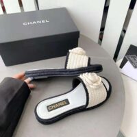 Chanel Women Mules Crochet Ivory and Black 0.5 cm Heel-White (6)