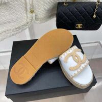 Chanel Women Mules Lambskin Beige & White (6)