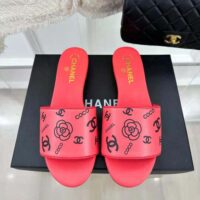 Chanel Women Mules Sandal Calfskin Leather Black Logo-Pink (2)