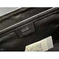 Dior Unisex CD Mini Saddle Bag Strap Beige Black Oblique Jacquard Black Grained Calfskin (10)