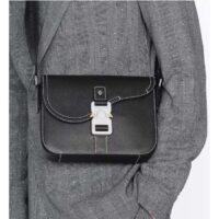 Dior Unisex CD Mini Saddle Bag Strap Black Grained Calfskin Flap Closure (7)