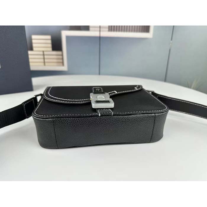 Dior Unisex CD Mini Saddle Bag Strap Black Grained Calfskin Flap Closure (2)