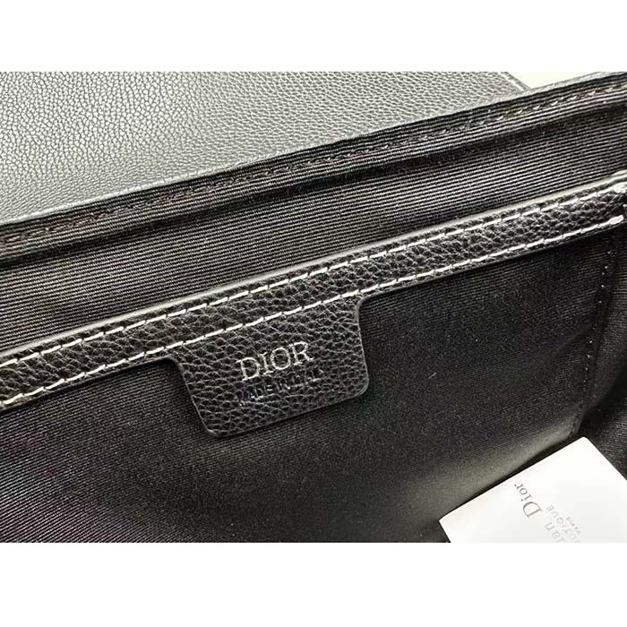 Dior Unisex CD Mini Saddle Bag Strap Black Grained Calfskin Flap Closure (3)