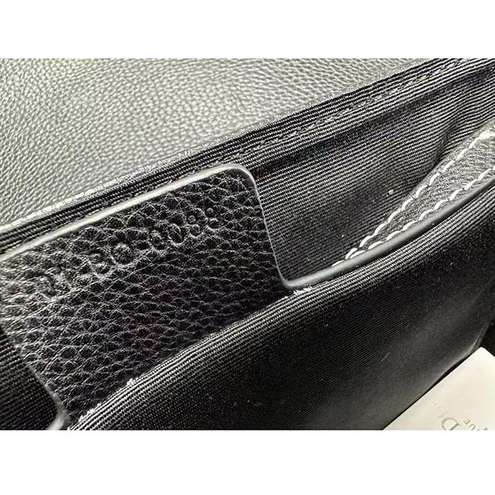 Dior Unisex CD Mini Saddle Bag Strap Black Grained Calfskin Flap Closure (9)