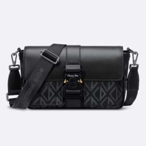 Dior Unisex Hit The Road Bag Strap Black CD Diamond Canvas Smooth Calfskin