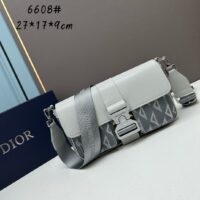 Dior Unisex Hit The Road Bag Strap Gray CD Diamond Canvas Smooth Calfskin (9)