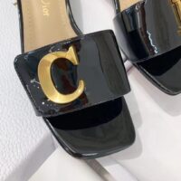 Dior Women CD C’est Dior Heeled Slide Black Patent Calfskin (8)