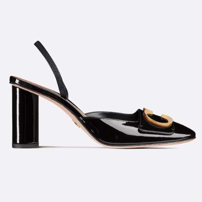 Dior Women CD C'est Dior Slingback Pump Black Patent Calfskin Stretch Leather