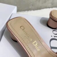 Dior Women CD Dway Heeled Slide Rose Des Vents Cotton Embroidered Metallic Thread Strass (6)