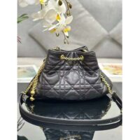Dior Women CD Medium Ammi Bag Black Supple Macrocannage Lambskin (6)