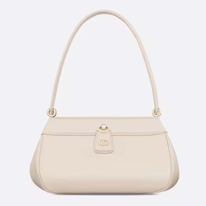 Dior Women CD Small Dior Key Bag Dusty Ivory Box Calfskin