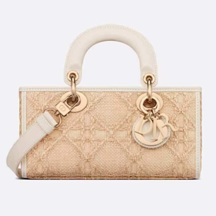 Dior Women CD Small Lady D-Joy Bag Natural Macrocannage Raffia