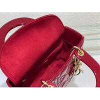 Dior Women Small Lady Dior Bag Cherry Red Patent Cannage Calfskin (1)