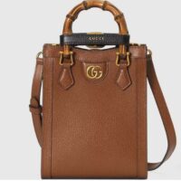 Gucci GG Women Gucci Diana Mini Tote Bag Double G Cuir Leather (3)