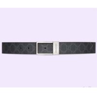 Gucci Unisex Belt Rectangular Buckle Black GG Supreme Canvas 3.6 CM Width (2)