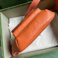Gucci Unisex GG Jumbo GG Belt Bag Orange Leather Zip Closure (8)