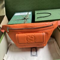 Gucci Unisex GG Jumbo GG Belt Bag Orange Leather Zip Closure (8)