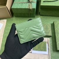 Gucci Unisex GG Marmont Matelassé Card Case Sage Green Chevron Leather (1)