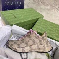 Gucci Unisex GG Run Sneaker Beige Ebony Leather GG Water Transfer Print (6)