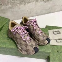Gucci Unisex GG Run Sneaker Beige Ebony Leather GG Water Transfer Print (6)