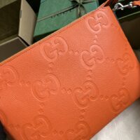 Gucci Unisex Jumbo GG Medium Messenger Bag Orange Leather Zip Closure (1)