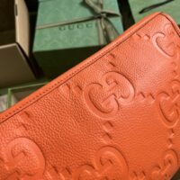 Gucci Unisex Jumbo GG Pouch Orange Jumbo GG Leather Moiré Lining (1)