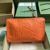 Gucci Unisex Jumbo GG Pouch Orange Jumbo GG Leather Moiré Lining (1)